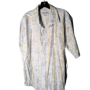 Quicksilver Waterman Short‎ Sleeve Button Up Blue Hawaiian Shirt Men 2XL Surf